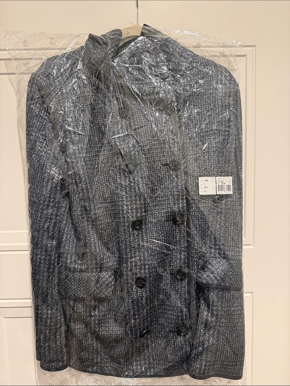 CAbi Men's Double-Breasted Pea Coat in Charcoal Gray Tweed